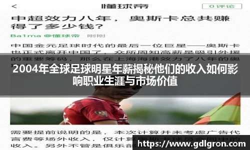 2004年全球足球明星年薪揭秘他们的收入如何影响职业生涯与市场价值